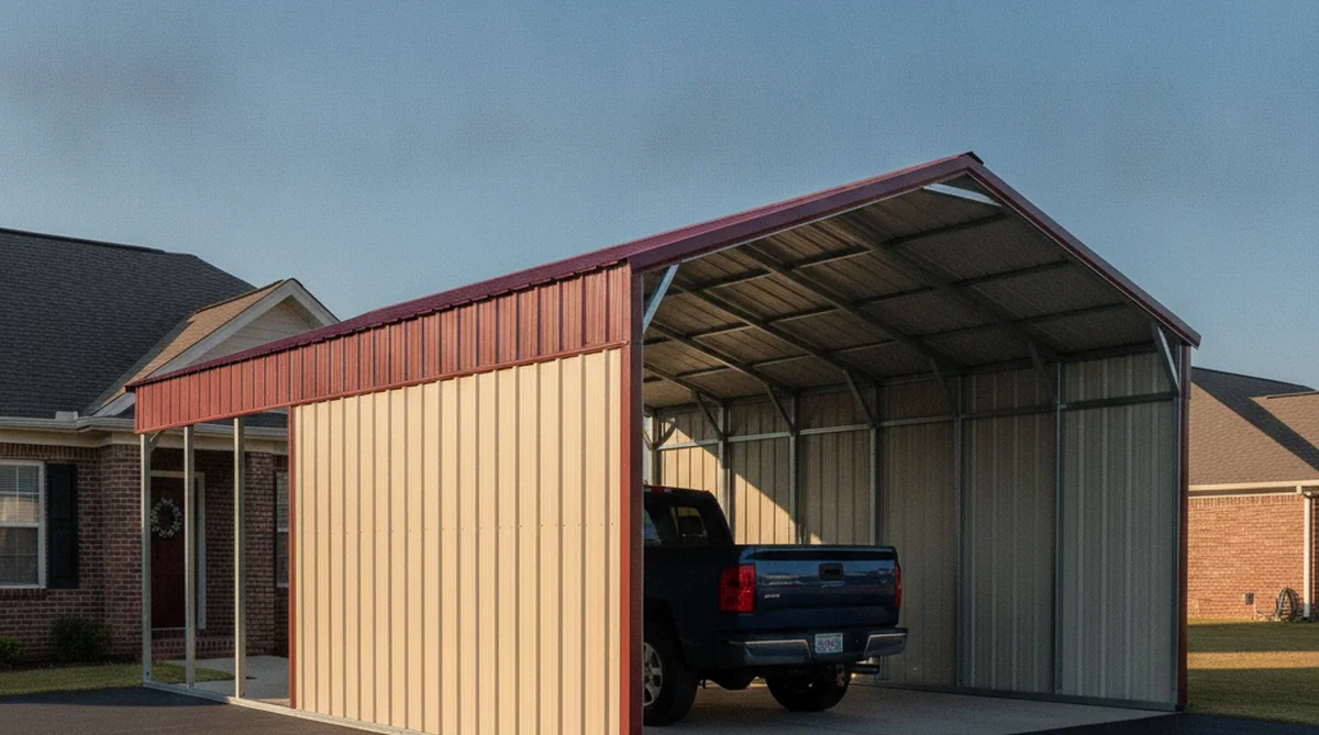 Colored metal carport with square tube frame in Holly Hill SC