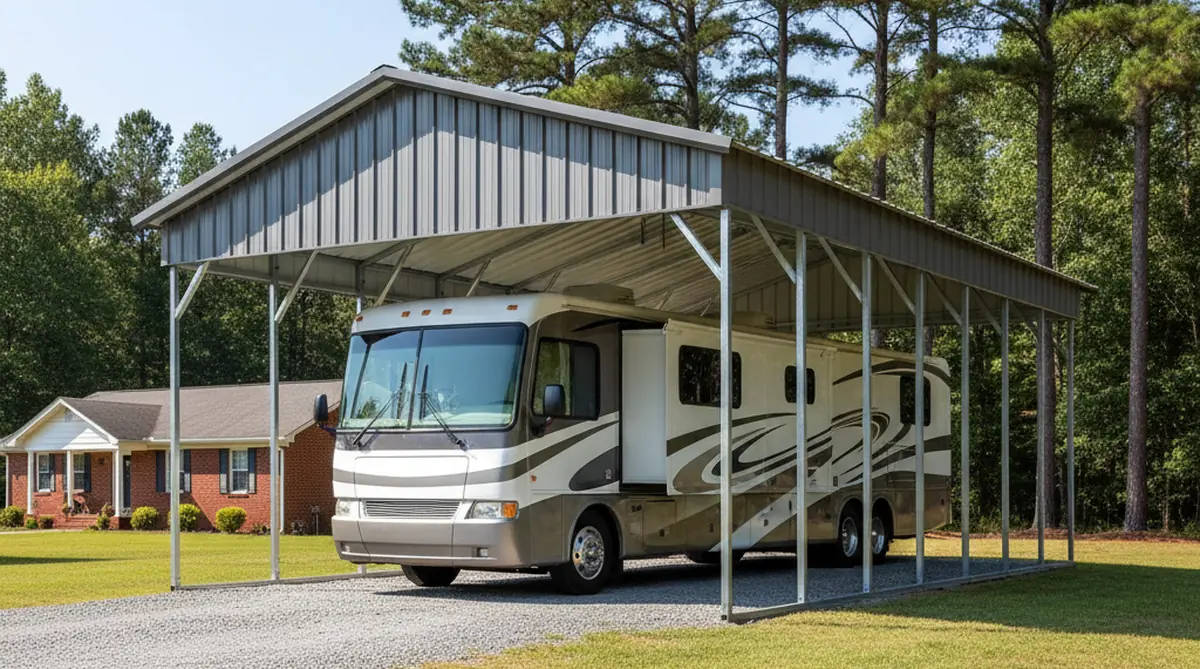 Custom RV carport installation in North SC